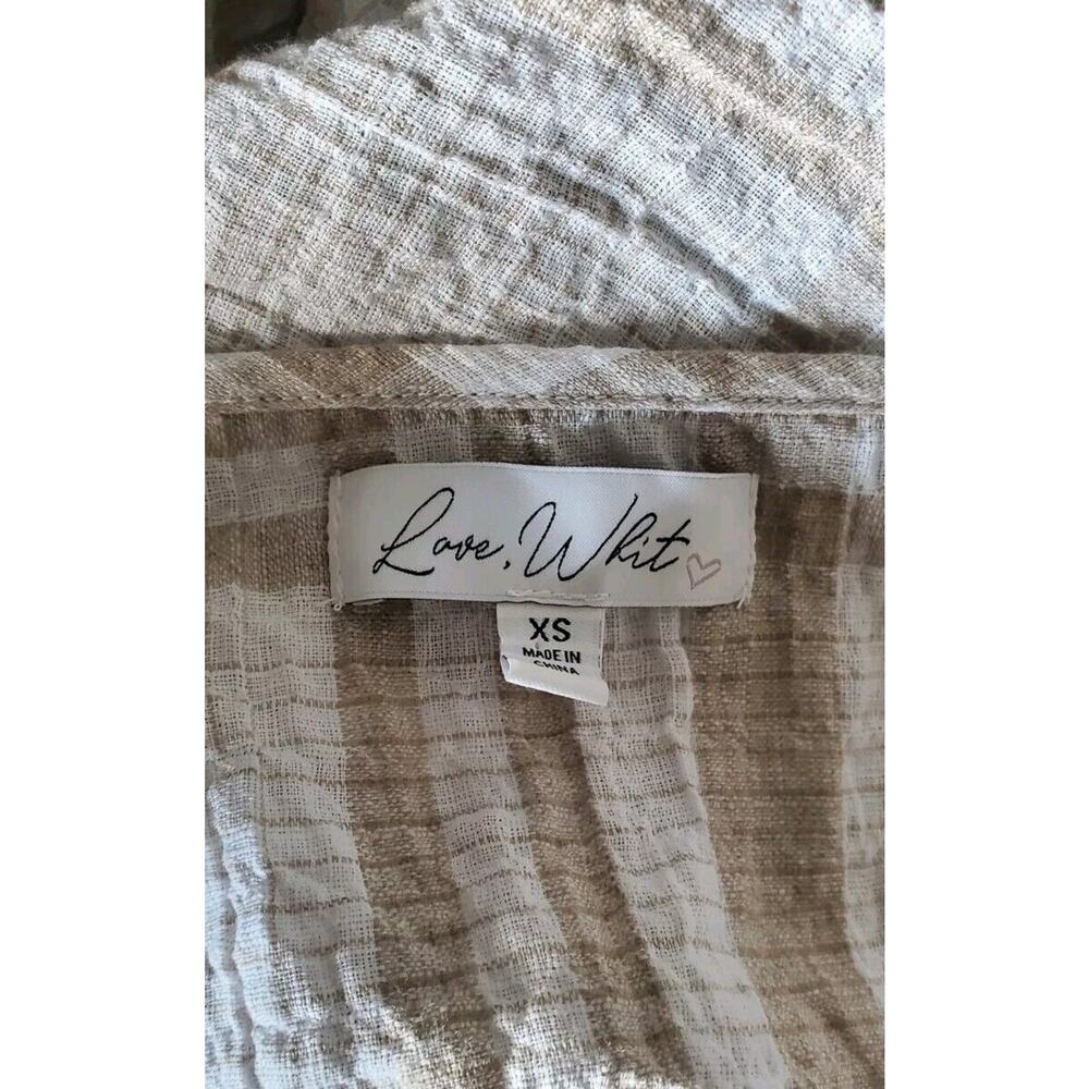 Love, Whit By Whitney Port Beige Summer Plaid Tie Wrap Dress Balloon Sleeves NWT - Picture 8 of 8